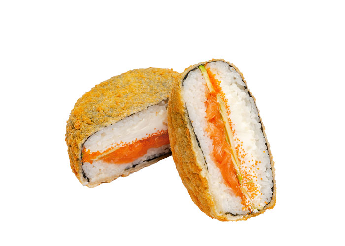 Sushi burger with salmon