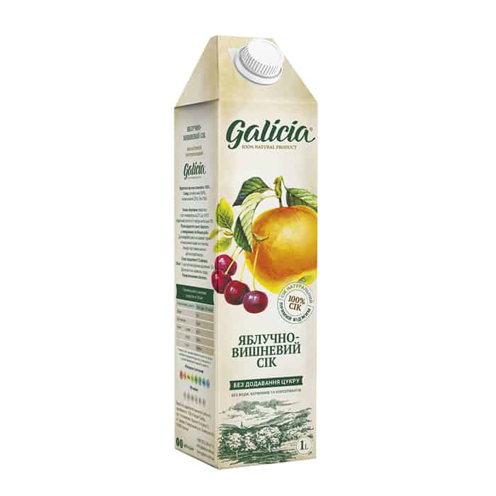 Apple-cherry juice TM “Galicia”, 1 liter