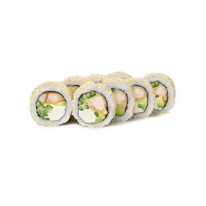 Philadelphia in sesame seeds with shrimp tempura
