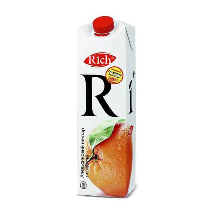Orange nectar with pulp, 1L, ® RICH