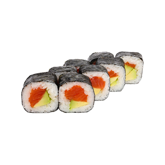 Futomaki with avocado and salmon