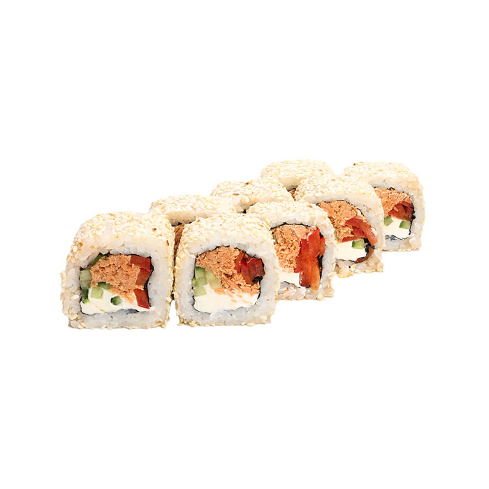 Roll with teriyaki salmon