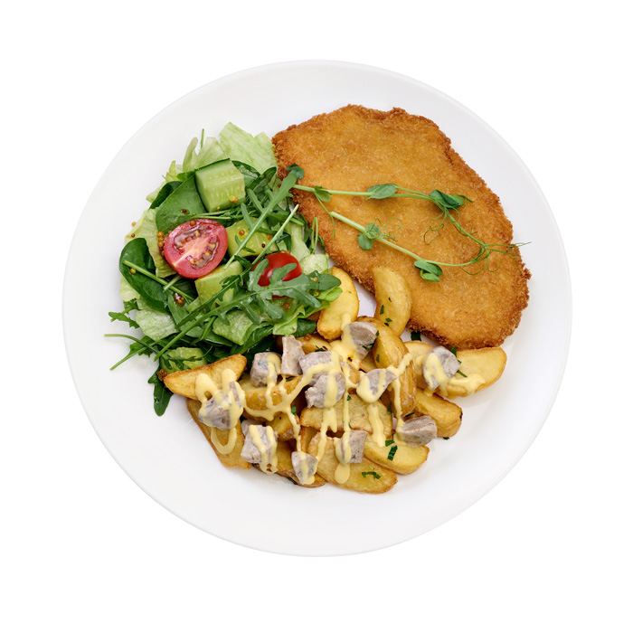 Potatoes with schnitzel